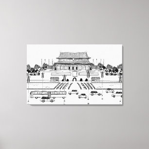Toile Véhicules sur la route par la pagoda