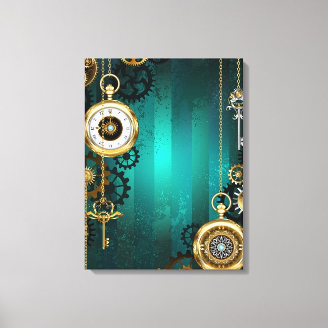 Toile Veille bijoux Steampunk sur un Arrière - plan vert (Recto)