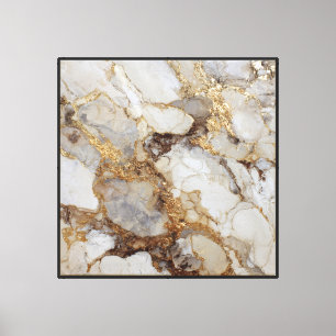 Toile Veines Dorées sur Marbre Blanc et Beige Art Abstra