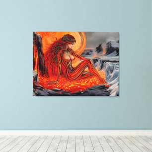 Toile "Veines du Volcan" - Portrait de femme volcanique