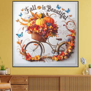 Toile Vélo d'automne Thanksgiving Blooms Wall Art