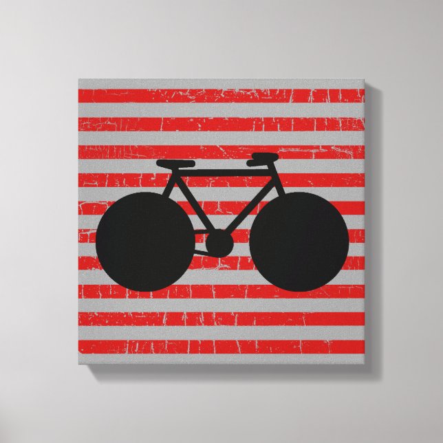 Toile vélo noir moderne et rayures rouges (Recto)