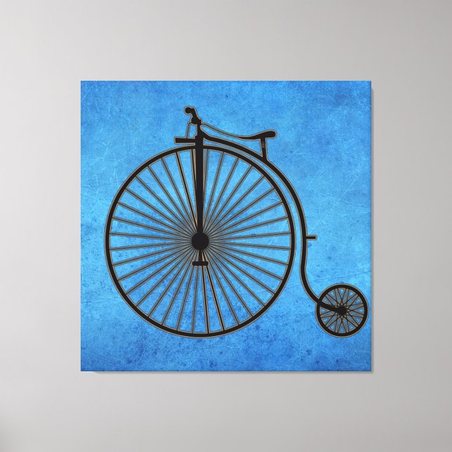 Toile Vélo Penny Farthing de cirque sur parchemin bleu   (Recto)
