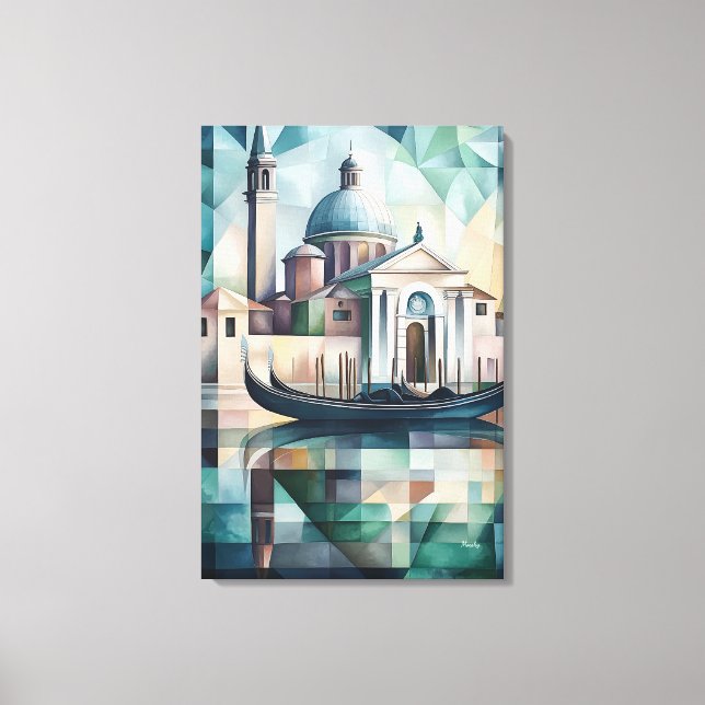 Toile Venise Ciel Géométrique Abstrait avec Gondole (Recto)