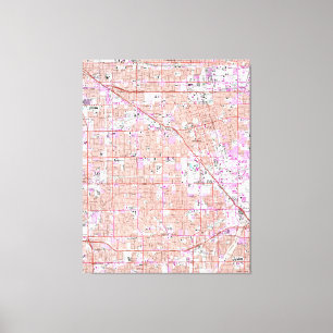 Toile Verger vintage CA Map (1965) d'Anaheim et de