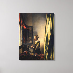 Toile Vermeer - Jeune fille lisant une lettre à une fenê