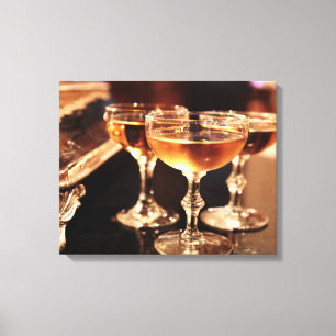Toile verre à champagne toast doré