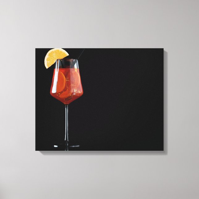 Toile Verre de cocktail Spritz isolé sur noir (Recto)