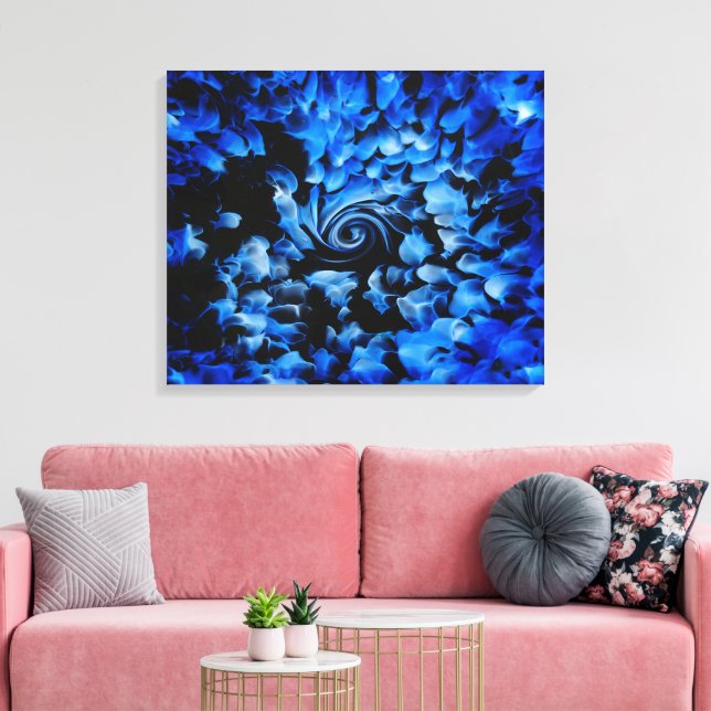 Toile Verre Noir Et Bleu Abstrait (Insitu(Salon))