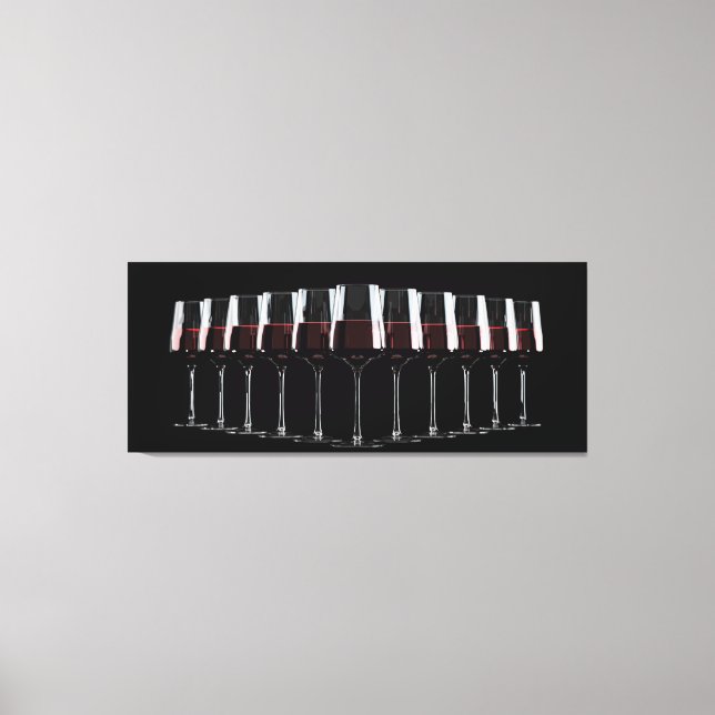 Toile Verres à vin avec vin rouge alignés en rang (Recto)
