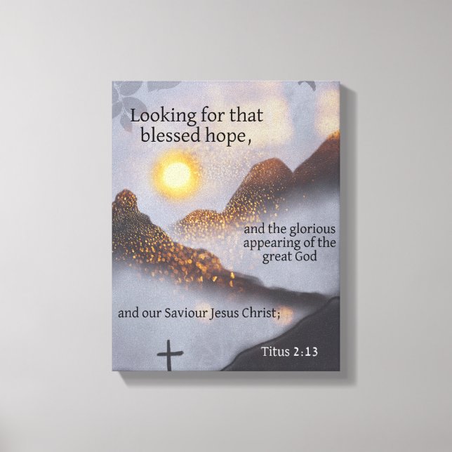 Toile Verset de la Bible Montagne Soleil Bokeh (Recto)