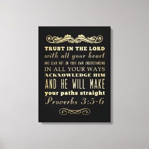 Toile Versets bibliques chrétiens - Proverbes 3:5-6