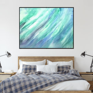 Toile Vert Abstrait Bleu Océan Art contemporain Moderne