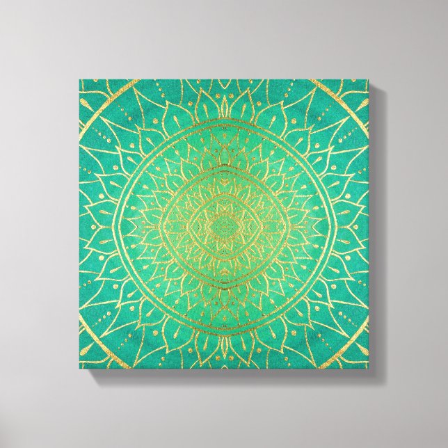 Toile Vert émeraude couleur Mandala Gold (Recto)