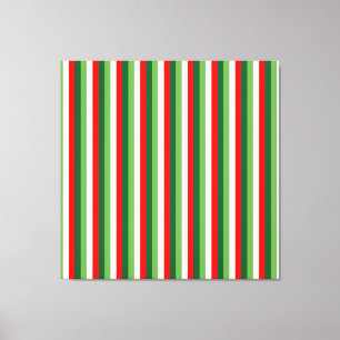 Toile Vert, étoile blanche et trèfle rouge rayures fines