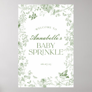 Toile verte Jouy Floral Baby Sprinkle Affiche de b