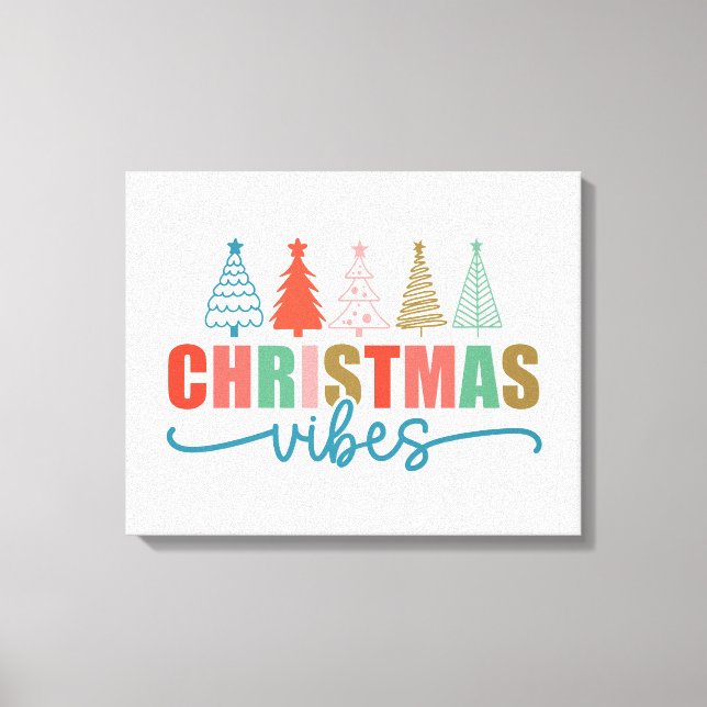 Toile Vibes de Noël - Colorful Holiday Trees Design (Recto)