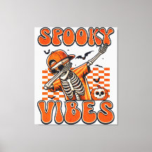 Vibes Éffrayantes rétro Dabbing Skeleton Halloween