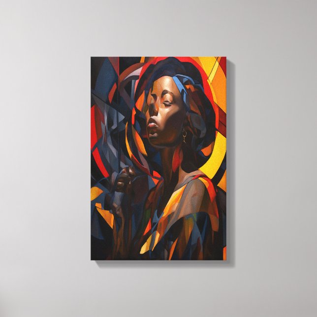 Toile Vibrant Afrocentric Abstrait Portrait Art (Recto)
