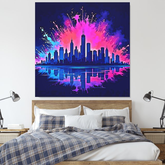Toile Vibrant art de splash Cityscape (Insitu(Chambre))