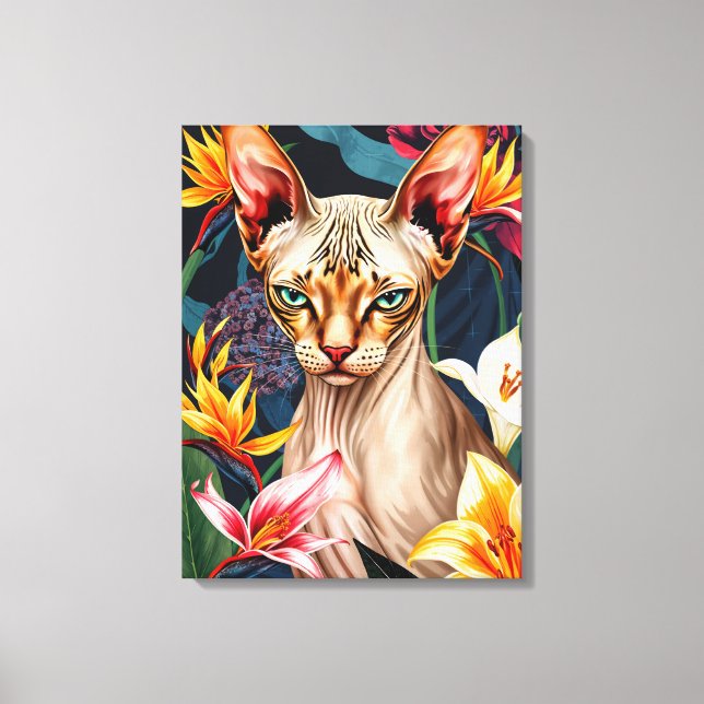 Toile Vibrant Chat Sphynx Art Numérique (Recto)
