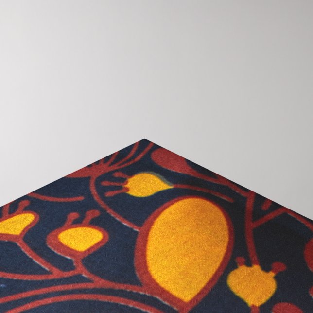 Toile Vibrant Golden Floral Batik Pattern on Deep Navy B (Coin (haut))
