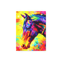 Vibrant Impasto Horse Portrait Colorful Wild