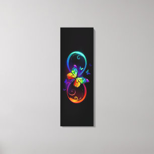 Toile Vibrant infinity with rainbow butterfly on black