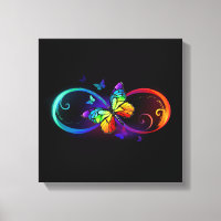 Vibrant infinity with rainbow butterfly on black