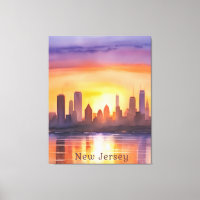 Vibrant New Jersey Watercolor Sunset Art