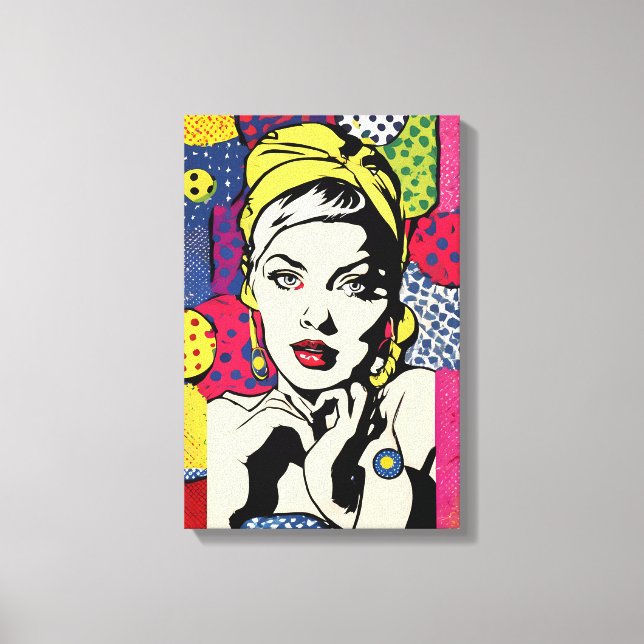 Toile Vibrant Pop Art Portrait Retro Wall Art (Recto)
