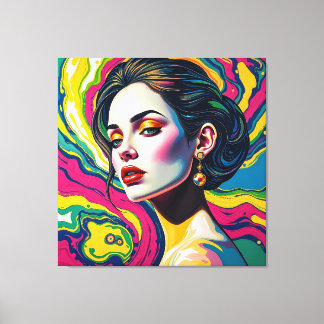 Toile Vibrant portrait-art surréaliste