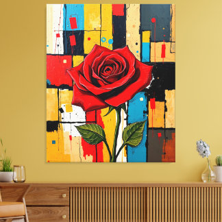 Toile Vibrant Rose in Abstract Cityscape