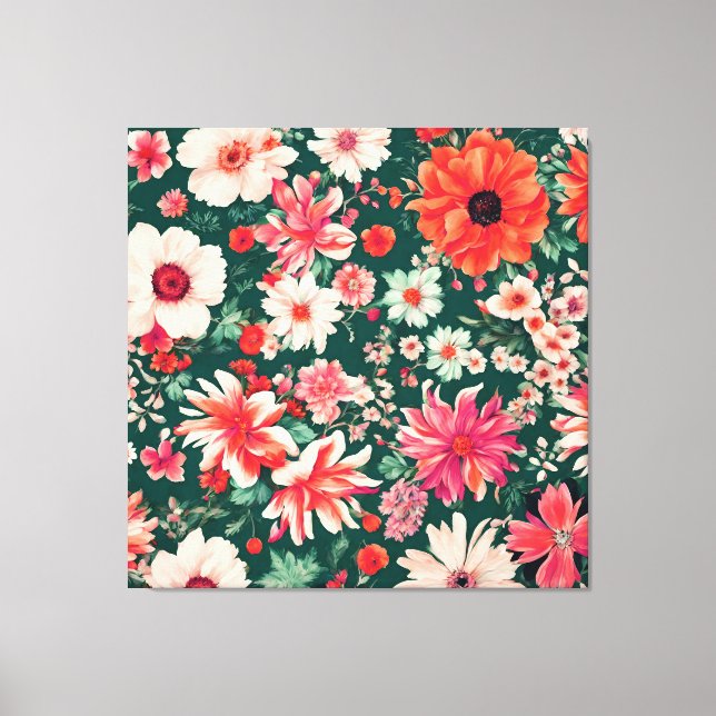 Toile Vibrant rose-rouge et Fleurs blanches délicates (Recto)