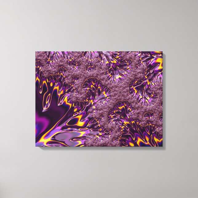 Toile Vibrant Trippy violet jaune Super Fractal Art (Recto)