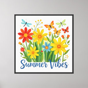 Toile Vibrations estivales Floral avec Papillons