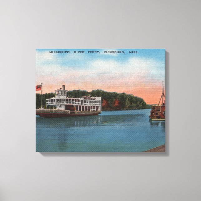 Toile Vicksburg, MS - Vue du ferry de la rivière Mississ (Recto)