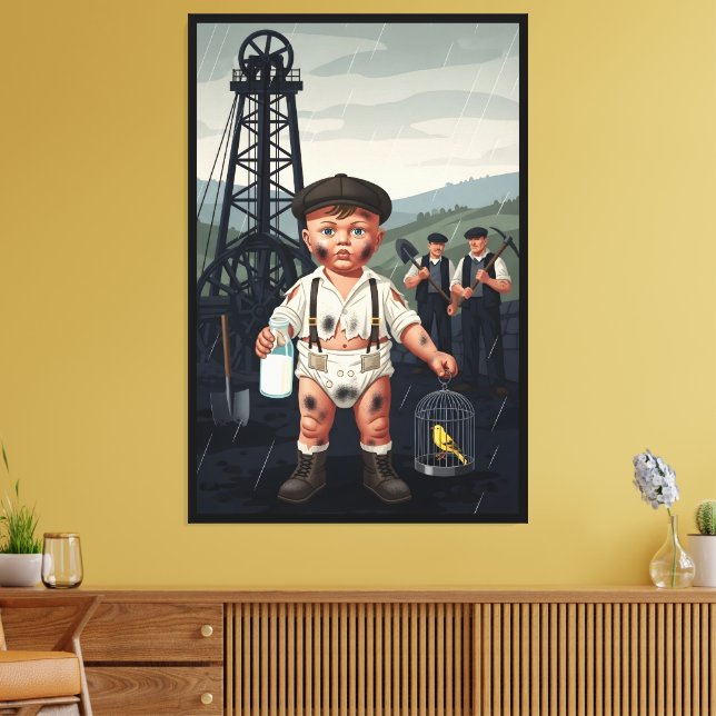 Toile Victorian Baby Poster - Funny Coal Miner Theme (Insitu(Salon))