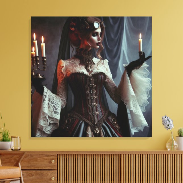 Toile Victorian Gothic Steampunk Élégante dame (Insitu(Salon))