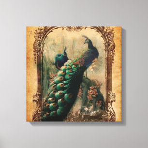 Toile victorien vintage floral parisien paon