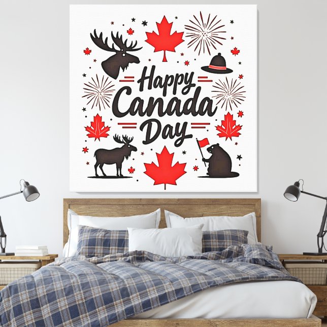 Toile Vidéos amusantes de la fête du Canada (Insitu(Chambre))