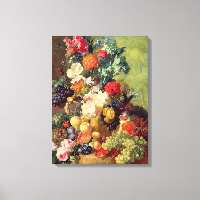 Toile Vie morte avec fleurs et fruits (Recto)