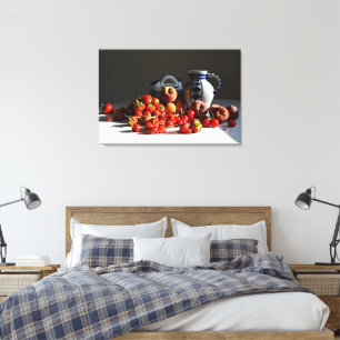 Toile Vie morte avec fraises, pêches et cerises