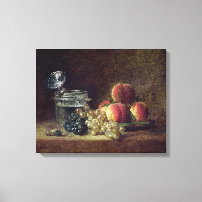 Toile Vie morte avec un panier de pêches (Recto)