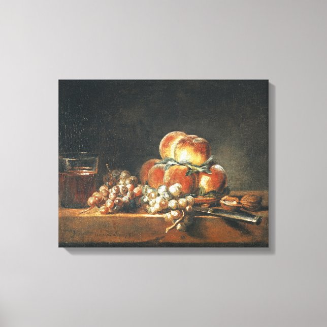 Toile Vie morte des pêches, des noix, des raisins (Recto)