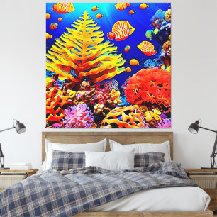 Toile Vie sous-marine de la barrière de poissons tropica