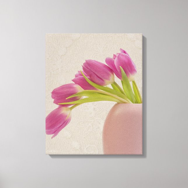 Toile Vie Toujours Des Tulipes Roses Et Dentelles Impres (Recto)