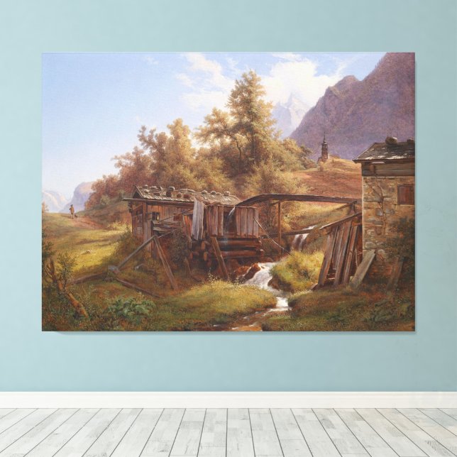 Toile Vieille meule dans la vallée près de Berchtesgaden (Insitu (Plancher de Bois))