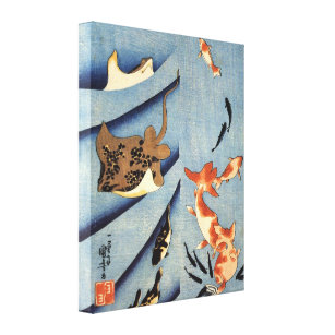 Toile Vieille peinture japonaise de vie marine circa des