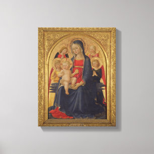 Toile Vierge et enfant avec anges, c.1467 (huile sur vit